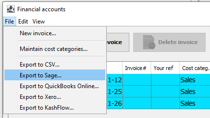 Sage export