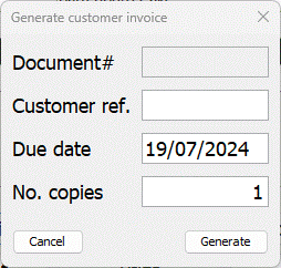 Invoicing details window